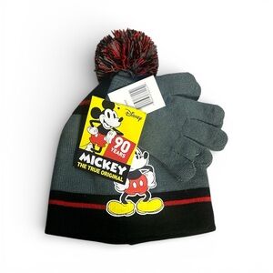 Mickey Mouse 90 Years Winter Hat And Glove Set Youth